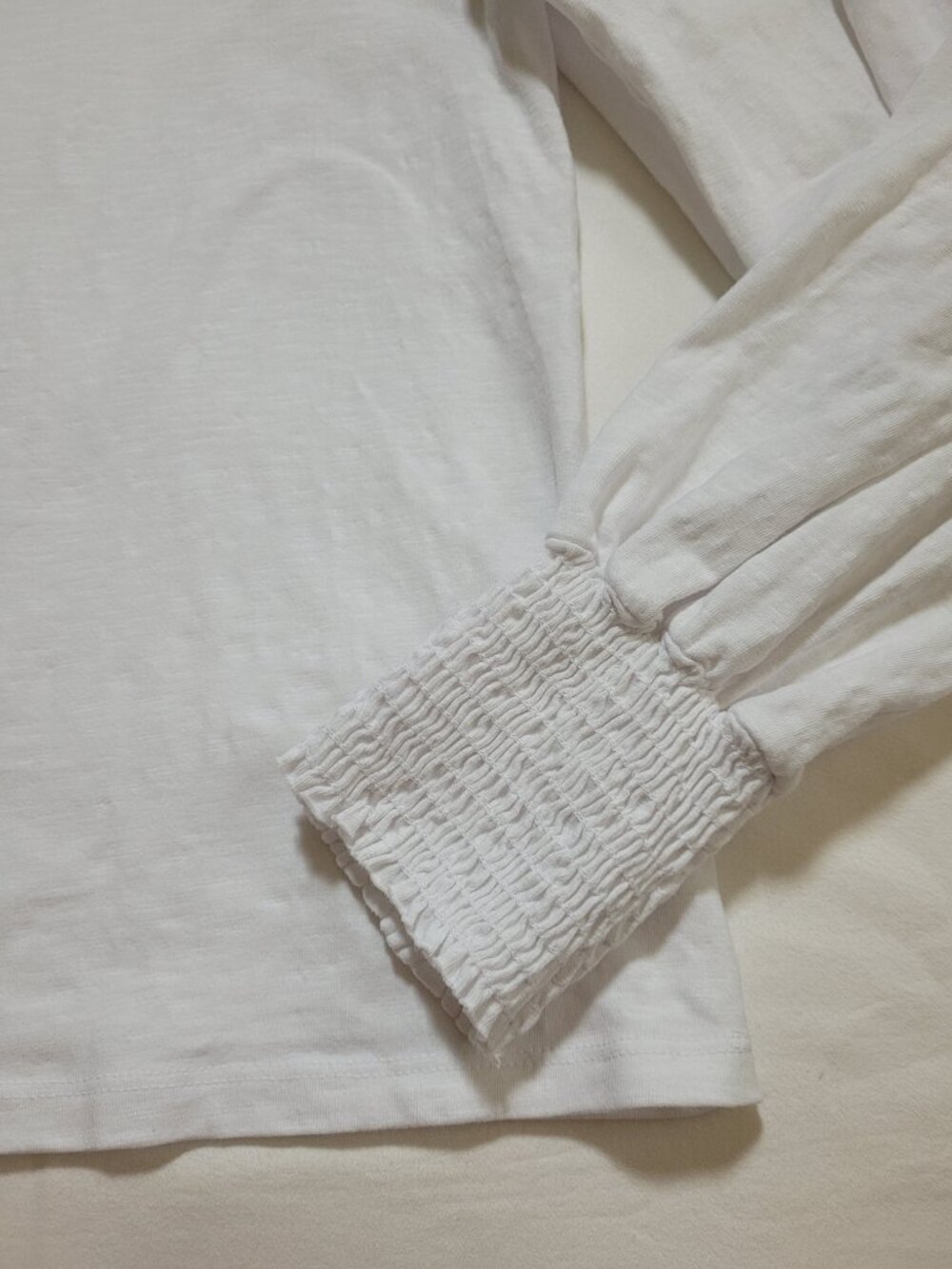 Sundry White Open Back Puff Sleeve Smocked Cuff Blouse Top Coquette Small - Picture 4 of 11